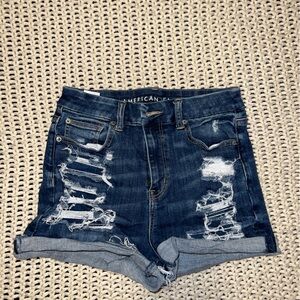 Ripped Patched Jean Shorts